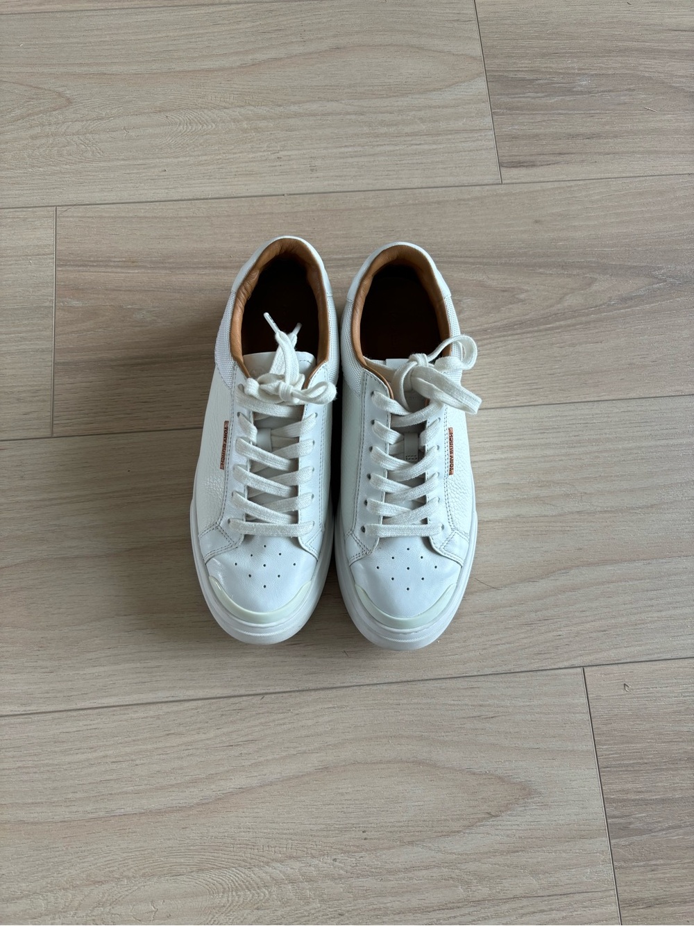 Tory Burch White Leather Low-Top Sneakers